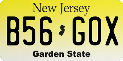 NJ license plate B56GOX