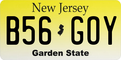 NJ license plate B56GOY