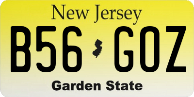 NJ license plate B56GOZ