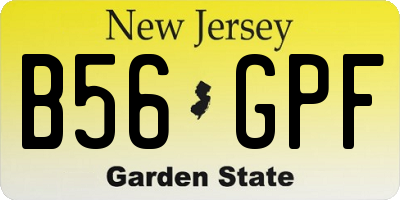 NJ license plate B56GPF