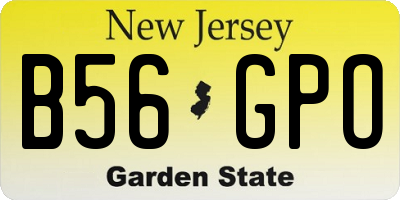 NJ license plate B56GPO