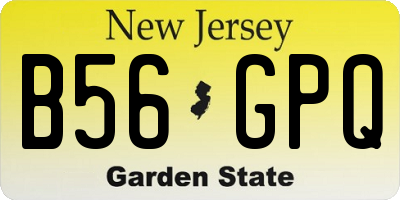 NJ license plate B56GPQ