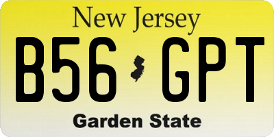 NJ license plate B56GPT