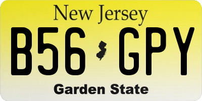 NJ license plate B56GPY