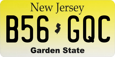 NJ license plate B56GQC