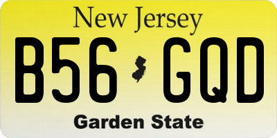 NJ license plate B56GQD