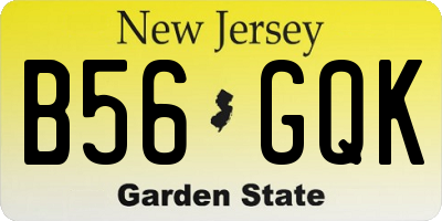 NJ license plate B56GQK