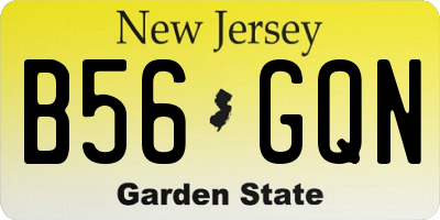 NJ license plate B56GQN