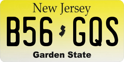 NJ license plate B56GQS