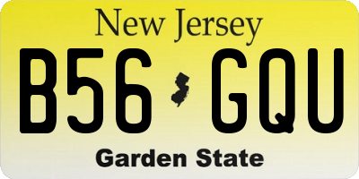 NJ license plate B56GQU
