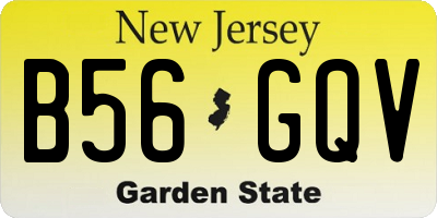 NJ license plate B56GQV