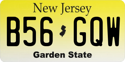 NJ license plate B56GQW