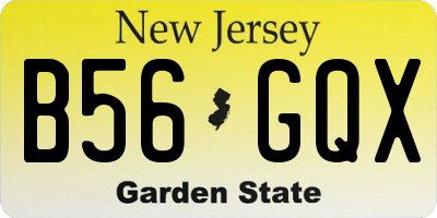 NJ license plate B56GQX