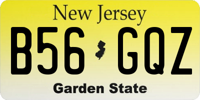 NJ license plate B56GQZ