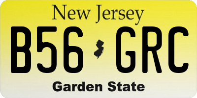 NJ license plate B56GRC