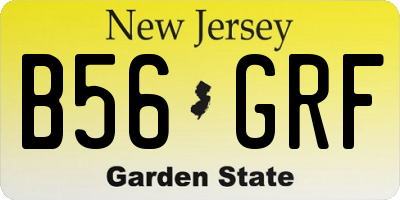 NJ license plate B56GRF