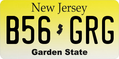 NJ license plate B56GRG