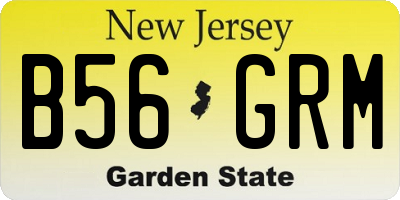 NJ license plate B56GRM