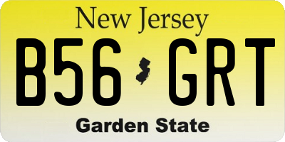 NJ license plate B56GRT