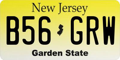 NJ license plate B56GRW