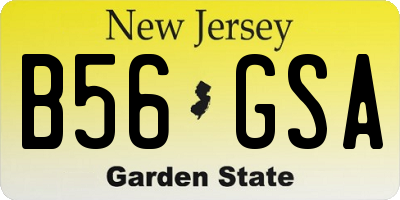 NJ license plate B56GSA