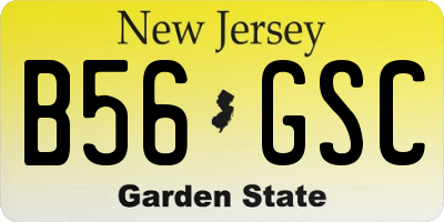 NJ license plate B56GSC