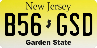 NJ license plate B56GSD
