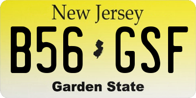 NJ license plate B56GSF