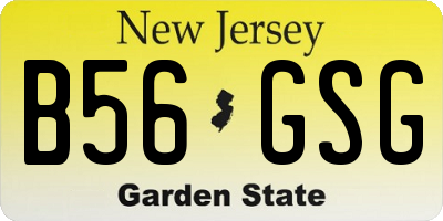 NJ license plate B56GSG