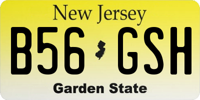 NJ license plate B56GSH