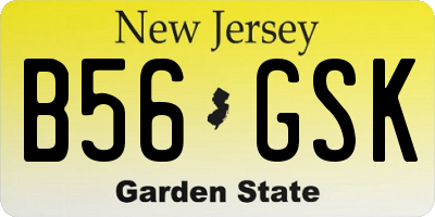 NJ license plate B56GSK