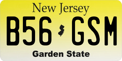 NJ license plate B56GSM
