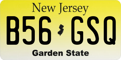 NJ license plate B56GSQ