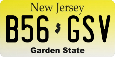 NJ license plate B56GSV