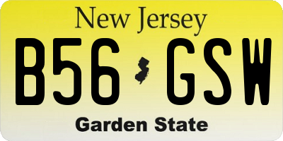 NJ license plate B56GSW