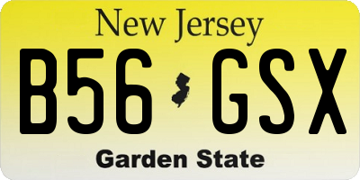 NJ license plate B56GSX