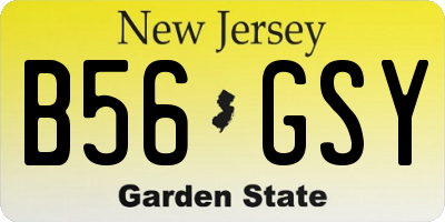 NJ license plate B56GSY