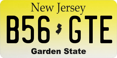NJ license plate B56GTE