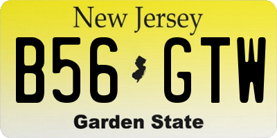 NJ license plate B56GTW