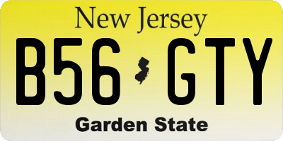 NJ license plate B56GTY