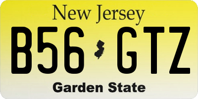NJ license plate B56GTZ