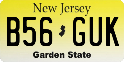 NJ license plate B56GUK