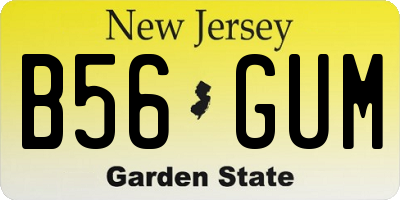 NJ license plate B56GUM