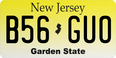 NJ license plate B56GUO