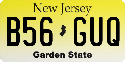 NJ license plate B56GUQ