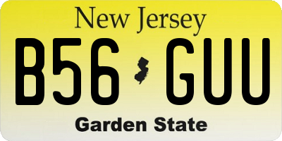 NJ license plate B56GUU