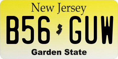 NJ license plate B56GUW