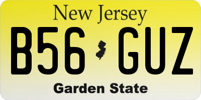 NJ license plate B56GUZ