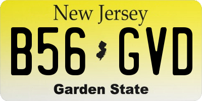 NJ license plate B56GVD