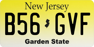 NJ license plate B56GVF